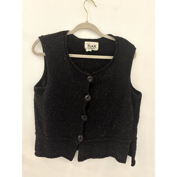 Flax Womens Speckled Boxy Button Down Cotton Sweater Top Size Small laganlook - Picture 1 of 3